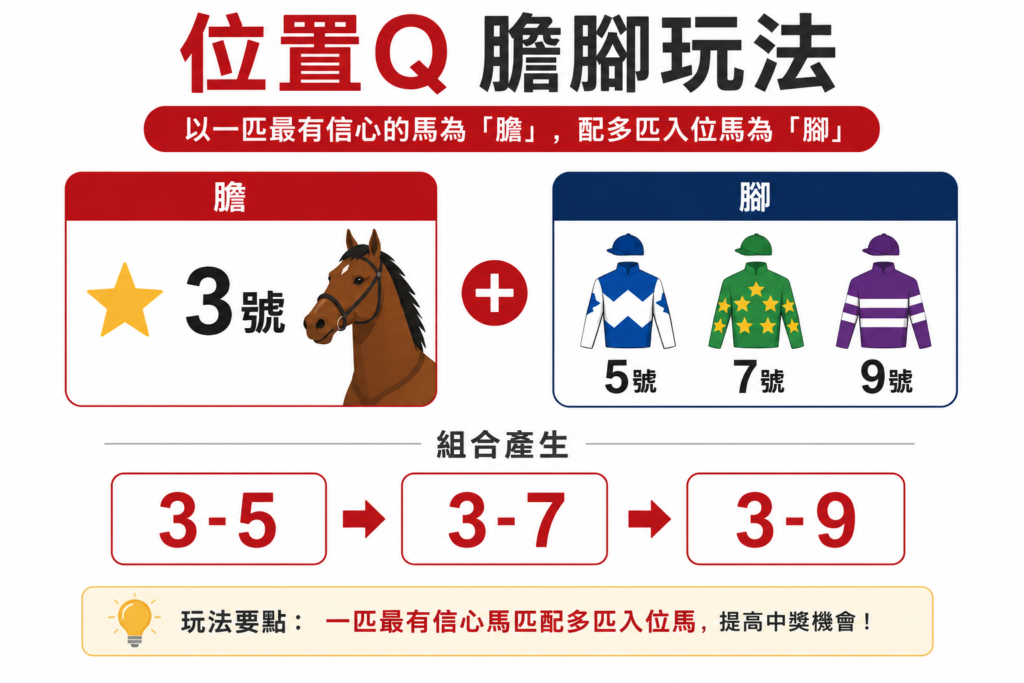 位置Q膽腳玩法、馬膽和腳馬配搭示意