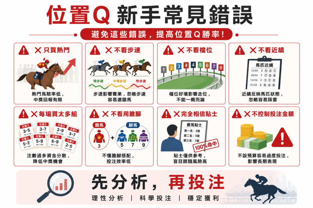 位置Q複式選馬數量、注數及投注成本計算示意